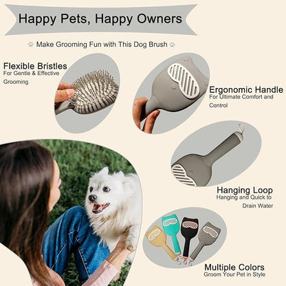 Soft Bristle Cat-Ear Puppy Brush Small Dogs Gentle Comb Grooming Tool Yorkie Shih Tzu Maltipoo Maltese (Grey)