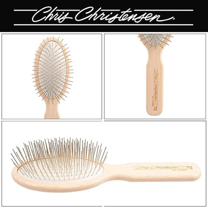 Chris Christensen Brush & Comb Bundle - Big K Slicker, 000 7.5 in Greyhound Style Fine/Coarse Comb, 27mm Original Series - Groom Like a Professional, Made in USA