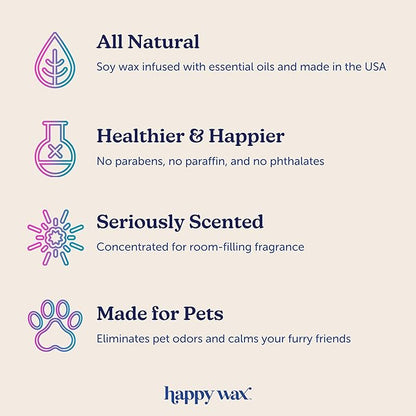 Happy Wax Lavender Fields Scented Wax Melts for Dog Owners – Odor Eliminating, Calming, Pet-Safe, Non-Toxic, Dye-Free, Perfect for Use with Wax Warmers - 4 oz Pouch