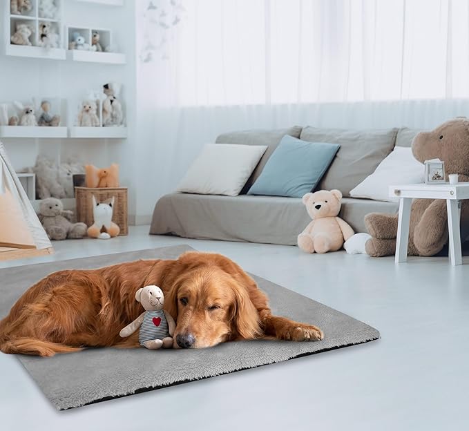 Explore Land Dog Crate Pan Cover with Softer Fluffy Top for 48 inch Dog Cage - Reversible Washable Liner for Dog Crate Tray