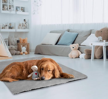 Explore Land Dog Crate Pan Cover with Softer Fluffy Top for 48 inch Dog Cage - Reversible Washable Liner for Dog Crate Tray
