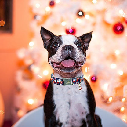 Lionheart glory Christmas Dog Collar Santa Print Collars Soft Durable Adjustable Dog Collars for Large Dogs Pet Gift Female or Male Dog Collar Fall Holiday Collar Dog