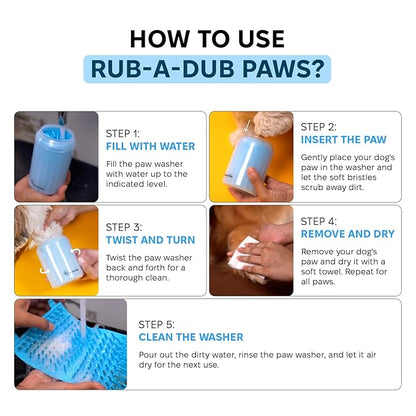 Pet Paw Cleaner & Scrubber For Dogs, Durable & Non-Slip Washer Cup For Medium Size Dogs & Puppies With Silicone Bristle Brush, Cleanser Cup For Dirt And Mud Removal, Achieve Clean Paws & Feet Faster