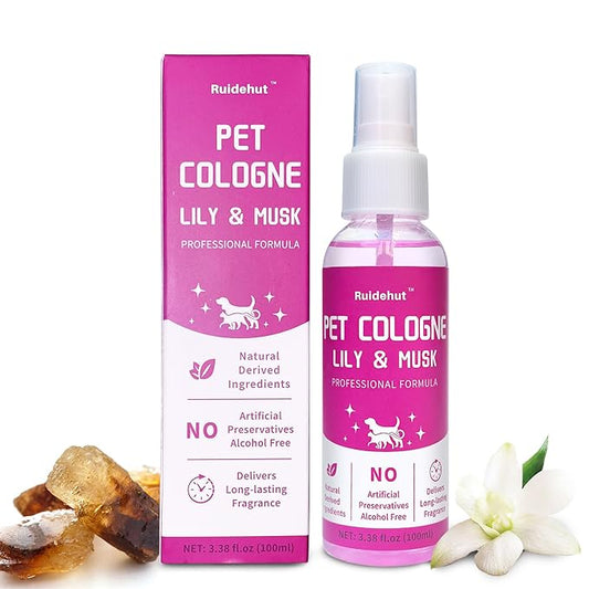 Pet Cologne, Lily & Musk Scent, Deodorize & Refresh, For Dogs, Cats, Puppies, 3.38 fl.oz (Lily & Musk)