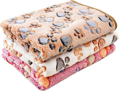 UTTPLL Blanket-Premium-Flannel-Medium-Printed Throw for Cat Dog Puppy Animals Super Soft Fluffy Fleece Pet Blankets Warm Sleep Mat Cute Paw Purple