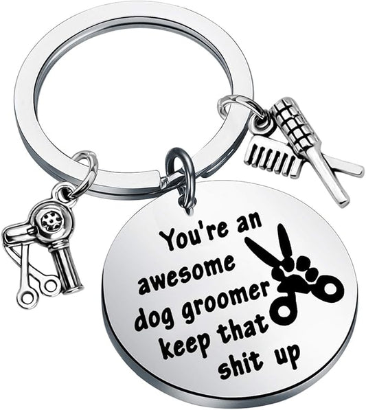 WSNANG Dog Groomer Gift You're an Awesome Dog Groomer Keychain Pet Groomer Gift Thank You Gift
