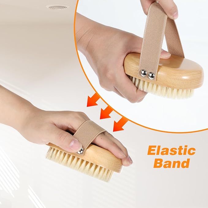 Soft Bristle Pet Brush, Pet Close Brush Bamboo Massage Handheld with Soft Boar Bristles and Elastic Band for Short Haired Cats and Dogs