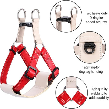 Microfiber Leather No Pull Dog Harness: Comfortable and Easy-to-Use Vest for Training and Walking Your Samll Medium Large Puppy or Dog (Red, S)