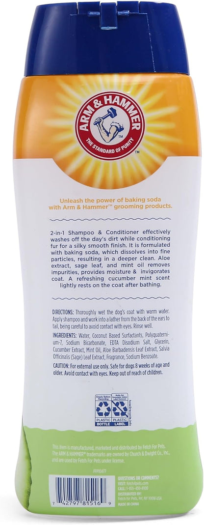 Arm & Hammer for Pets 2-in-1 Shampoo & Conditioner for Dogs | Dog Shampoo & Conditioner in One | Cucumber Mint, 20 Ounces - 6 Pack Dog Shampoo and Conditioner for All Dogs