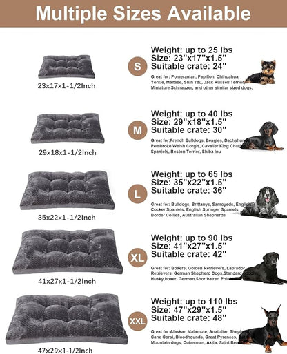 Dog Bed, Washable Cozy Plush Dog Crate Beds, Soft Comfy Kennel Pad Anti Slip Pet Sleeping Mat for Large, Jumbo, Medium, Small Dogs Breeds (23.0 L x 17.0 W x 1.5 Th Inches, Dark Grey)