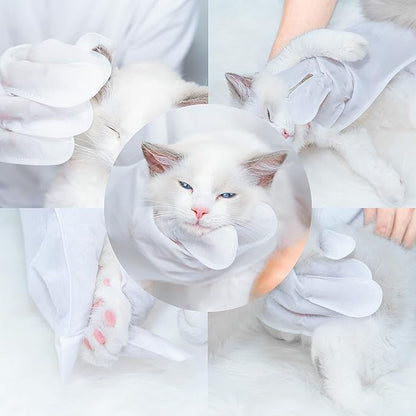 Pet Grooming Glove - Gentle Deshedding Brush Glove, Pet Bathing Wipes - Enhanced Five Finger Design - Daily Care and Traveling - Perfect for Dog & Cat with Long & Short Fur (7pcs/1-Pack)
