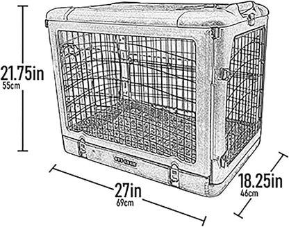 Pet Gear “The Other Door” 4 Door Steel Crate for Dogs/Cats with Garage-Style Door, Includes Plush Bed + Travel Bag, No Tools Required, Willow