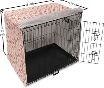 Lunarable Dusty Rose Dog Crate Cover, Patchwork Inspired with Different Patterned Squares Shabby Form Style, Easy to Use Pet Kennel Cover for Small Dogs Puppies Kittens, 18 Inch, Salmon Dark Coral
