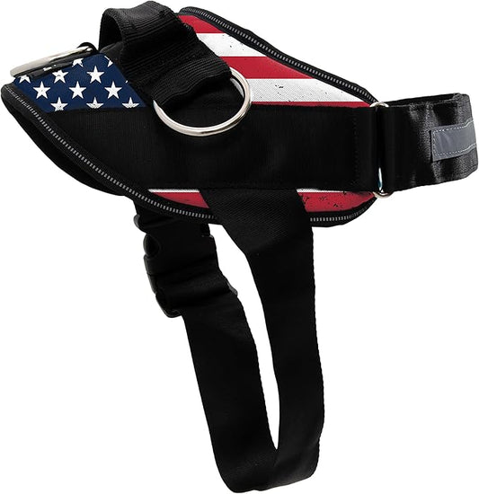 ShawnCo Essential Dog Harness, No-Pull Pet Vest with 3 Leash Clips, No Choke, Reflective, Adjustable and Padded, for Easy Walking and Training for Small, Medium and Large Dogs (Stars and Stripes, XL)