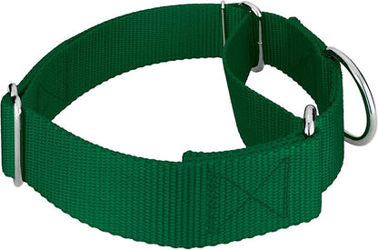 Country Brook Petz 1 1/2 Inch Martingale Heavy Duty Nylon Adjustable Dog Collar for Small, Medium, Large Breeds - Vibrant 17 Color Selection (Green, Medium)