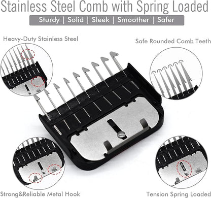 Professional A5 Style Animal Clipper Stainless Steel Color-Coded Snap-on Attachment Guard Guide Comb, 1/8"-1" Compatible with Wahl KM Series Oster A5 Andis Detachable Blade Pet Groomers (#1 - 1/8")