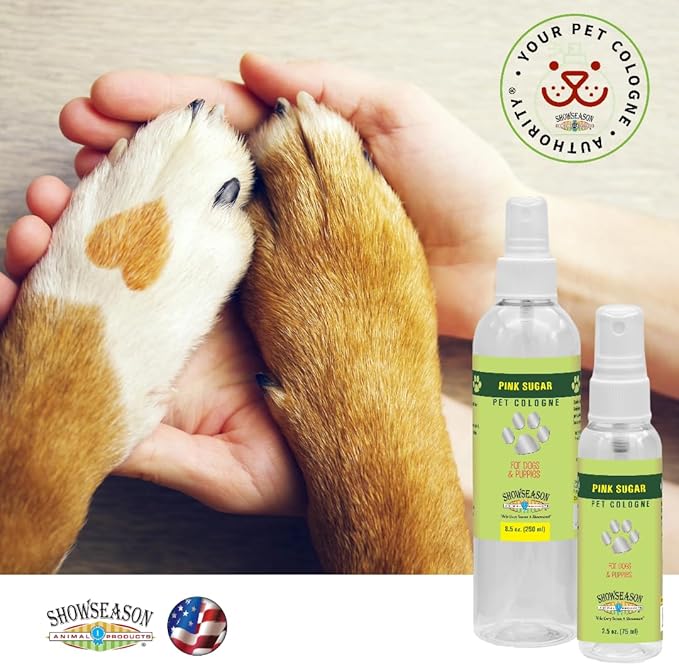 Showseason® Pink Sugar Pet Cologne 8.5 oz. For Dogs | Long-Lasting Odor Eliminator | Cruelty-Free | Paraben-Free | Biodegradable and Non-Toxic | Made in The USA