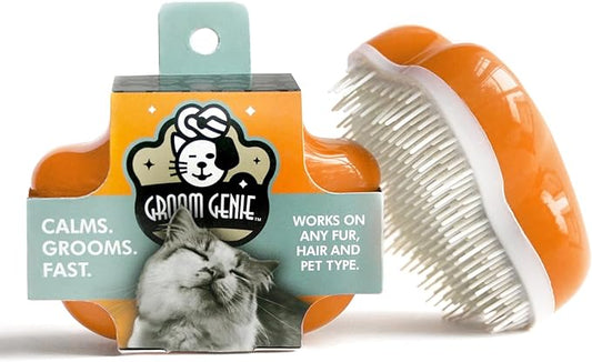 Small 4" Dog Pet Hair Massaging Brush Grooming Tool for Cats Dogs Long or Short Hair Tangerine Orange