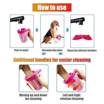 Portable Pet Paw Washer with Handle - Medium, 6 in., Pink