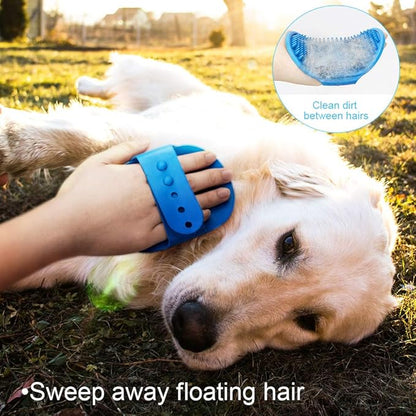 Dog Grooming Brush, 2 Pack Pet Shampoo Bath Brushes with Adjustable Handle for Massage Shedding Long Short Haired Large Medium Small Dogs Puppy Cats (Blue and Yellow)