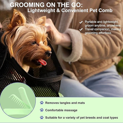 Foldable Dual-Head Puppy Brush, Small Dogs Interchangeable Combs Soft Bristles Portable Grooming Tool, Fit for Yorkie Shih Tzu Maltipoo Maltese (Green)