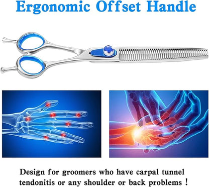 7.5'' Chunker Shears for Dogs Professional Dog Thinning Shears for Grooming, Japan 440C Stainless Steel Shears,Sharp, Fluffy Heavy Duty Blending Scissor for Pets