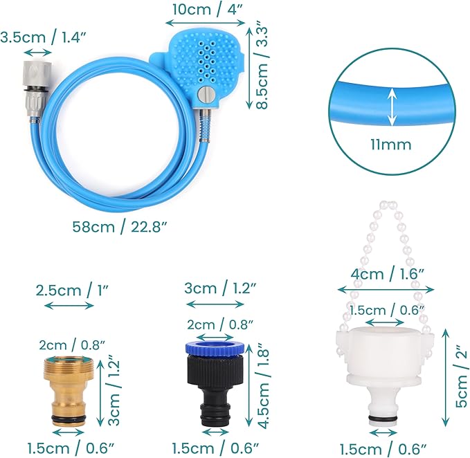 Dog Bath Hose Sprayer and Scrubber Attachment - Indoor/Outdoor Pet Bathing, Grooming and Washing - Pet Shower Brush with Garden Nozzle