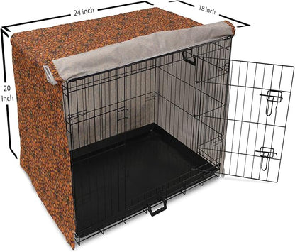 Lunarable Vintage Halloween Dog Crate Cover, Halloween Themed Elements on a Purple Background Scary Mosters, Easy to Use Pet Kennel Cover for Cats & Medium Dogs, 24 Inch, Dark Purple Orange