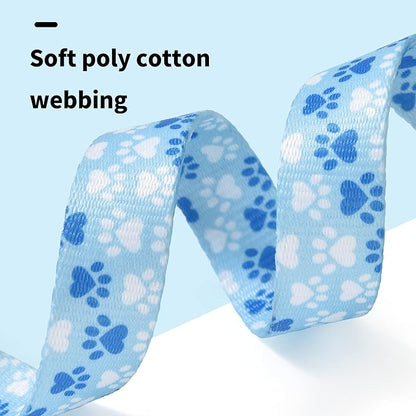 Mile High Life Dog Collar | Nylon Puppy Collars w Cute Patterns | Lightweight Girl Dog Collar | Boy Dog Collar for Small/Medium/Large Dogs (Blue Foot, Small)