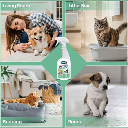 ZORBX Unscented Pet Odor Remover Spray 16 FL Oz - Perfume Free Strong Litter Odor Remover - Advanced Odor Control for Carpet, Bathroom & Urine Odors - Fast Acting Odor Remover Spray for Dogs & Cats