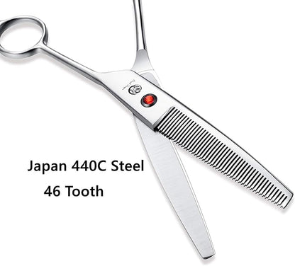 Purple Dragon 6.5" 46 Tooth Professional Pet Grooming Scissors - Dog Thinning/Blending Shears - Animal Hair Trimmer for Pet Groomer or Family DIY