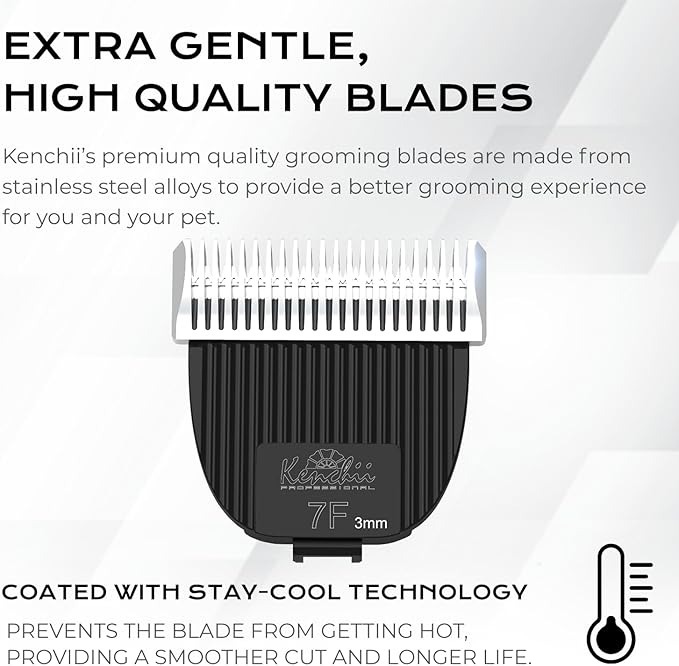 Kenchii Flash Clipper Blade (7F,3mm) Only Compatible With Flash Clipper, Black & White
