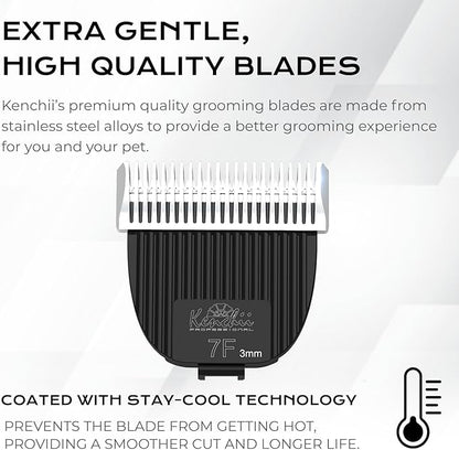 Kenchii Flash Clipper Blade (7F,3mm) Only Compatible With Flash Clipper, Black & White
