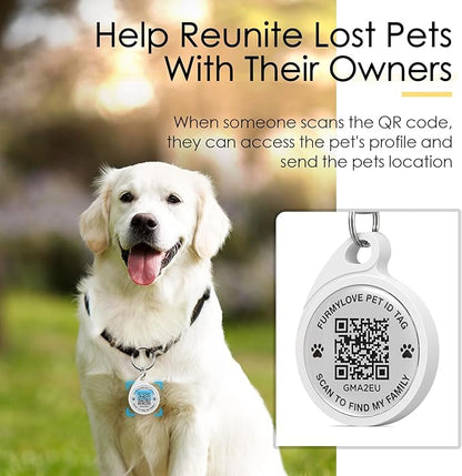 QR Code Dog Tag, Dog Tags Personalized Silent Pet ID Tag Customizable Free Pet Online Profile, Brown Poodle