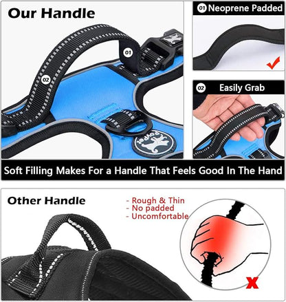 PoyPet No Pull Dog Harness, No Choke Front Lead Dog Reflective Harness, Adjustable Soft Padded Pet Vest with Easy Control Handle for Small to Large Dogs(Blue,XS)