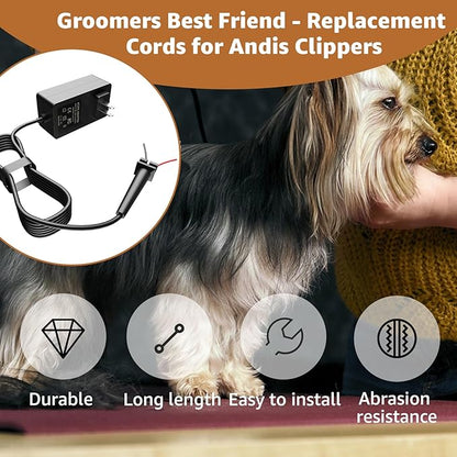 Replacement Cords for Dog Grooming Clippers,Compatible with Andis Excel SMC Model Clippers-12Ft Long Cord, Black