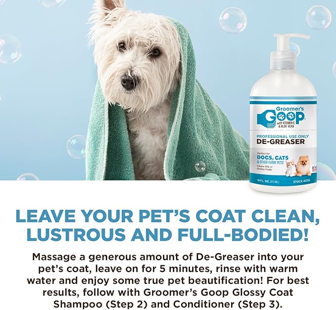 Groomer's Goop Pre-Bath Treatment De-Greaser for Dogs & Cats - 16 oz Bottle