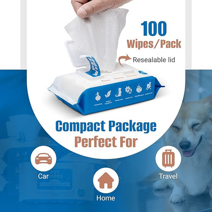 Dog Wipes for Paws and Butt - 600count/6packs Pet Wipes for Dogs and Cats, Puppy Wipes - Dog Grooming Wipes Cleaning Deodorizing - Fragrance Free Dog Face Wipes