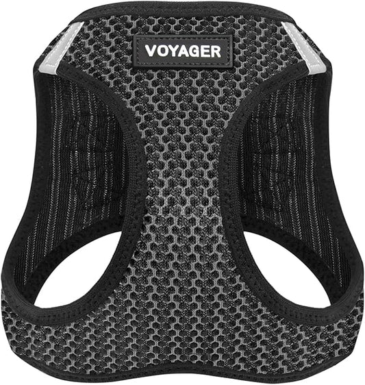 Voyager Step-in Air Dog Harness - All Weather Mesh, Reflective, No Pull Harness for Small, Medium Dogs, Cats - Secure with Hook & Loop Fastener, Buckle, Double D-Rings - Gray 2-Tone, S