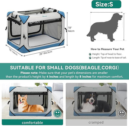 YITAHOME Collapsible Dog Crate, 4-Door Portable Travel Dog Crate with Durable Mesh Windows, Foldable Soft Dog Crate Kennel for Indoor & Outdoor(26" L x 18" W x 18" H)