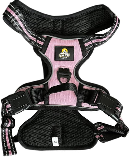 TrekGear Dog Harness, Pet Harness with 2 Leash Clips, Adjustable Soft Padded Dog Vest, Reflective No-Choke Pet Oxford Vest with Easy Control Handle (Pink - Small)