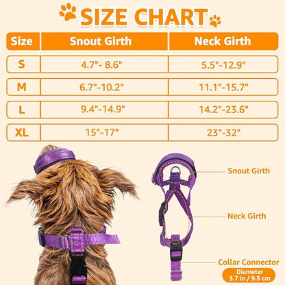 SlowTon Soft Dog Muzzle, Adjustable Padded Nylon Muzzle for Large Medium Dogs Anti Chewing Barking Biting, Allow Dog Pant & Drink (Purple, L)
