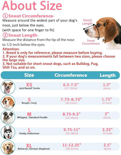 LUCKYPAW Dog Muzzle, Mesh Dog Muzzle for Large Medium Small Dogs, Soft Muzzles for Biting Chewing Fierce Barking, Breathable Muzzle with Adjustable Strap for Training (Black, S(Snout:7.75"-8.75"))