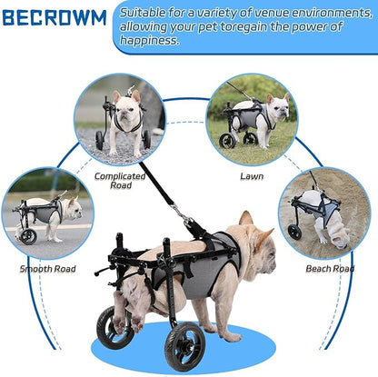 Small Dog Wheelchair for Back Legs, Light Weight Dog&Cat&Pets Wheelchair Cart with Disabled Hind Legs Walking, Adjustable Doggy Wheelchair Cart with Wheels for Back Legs