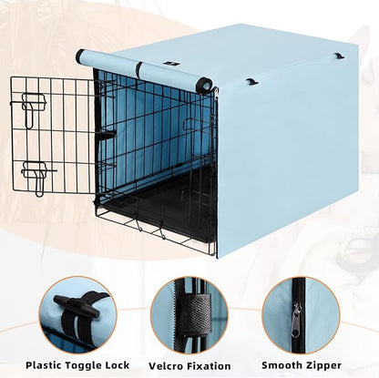 X-ZONE PET Double Door Dog Crate Cover - Polyester Pet Kennel Cover Fits 30 inches Wire Dog Cage Blue