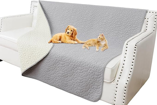 Waterproof Dog Blanket, Washable Anti-Slip Pet Couch Covers for Sofa,Pet Hair Resistant Blankets Bed Chair Furniture Couch Protector for Dogs-52x82,Lightgrey