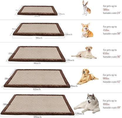 XL Dog Crate Pad 42x28 inch Memory Foam Large Dog Kennel Bed Soft Flannel Washable Anti Slip Puppy Sleeping Mat,Brown