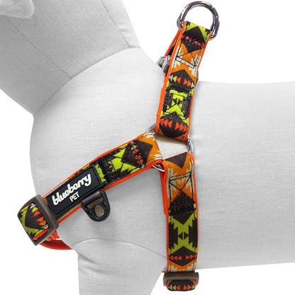 Blueberry Pet 2 Colors Soft & Comfy Step-in Southwestern Vintage Tribal Print Padded Dog Harness, Chest Girth 15.5" - 19.5", Extravagant Orange, XS/S, Adjustable Harnesses for Dogs