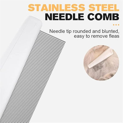 Multifunctional Pet Comb, Tear Stain Removal Comb, Pet Grooming Brush Fine Tooth Stainless Grooming Kit for Small Dogs Puppies