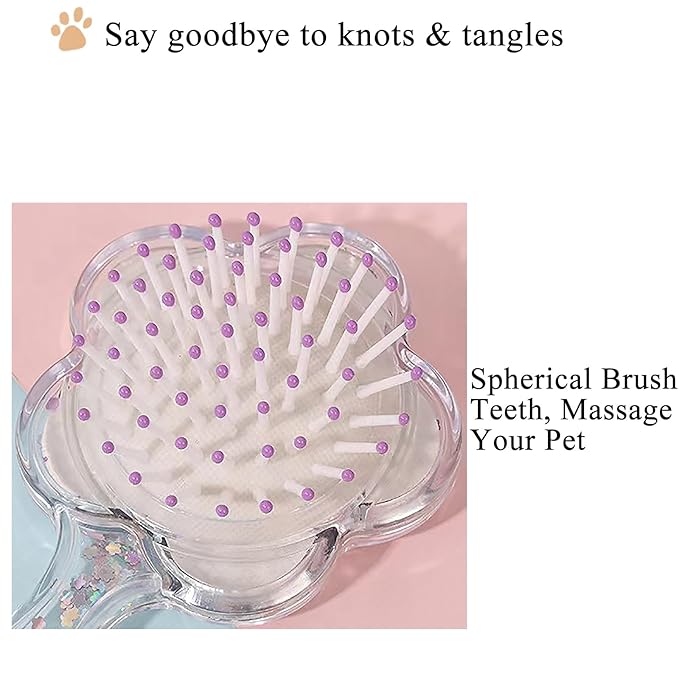 Soft Dog Brush for Small Dogs | Gentle Puppy Brush for Yorkies, Shih Tzus, Maltipoos & Maltese | Pet Hair Removal with Soft Bristles | Dog Brush for Shedding (Glitter Pink)